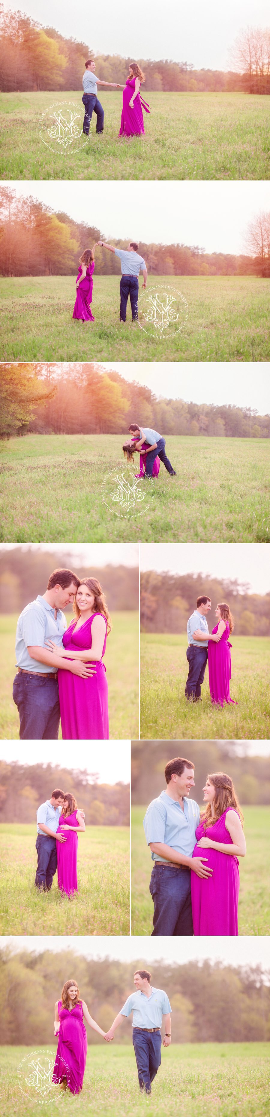 Stunning spring pregnancy photos of husband and wife expecting first baby in Athens, GA.