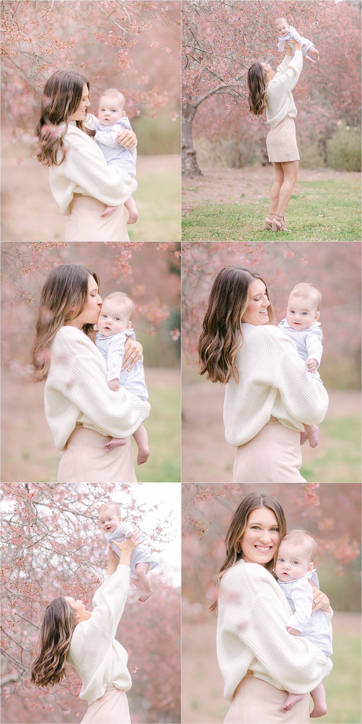 Motherhood cherry tree blossom baby photos in Athens, GA.