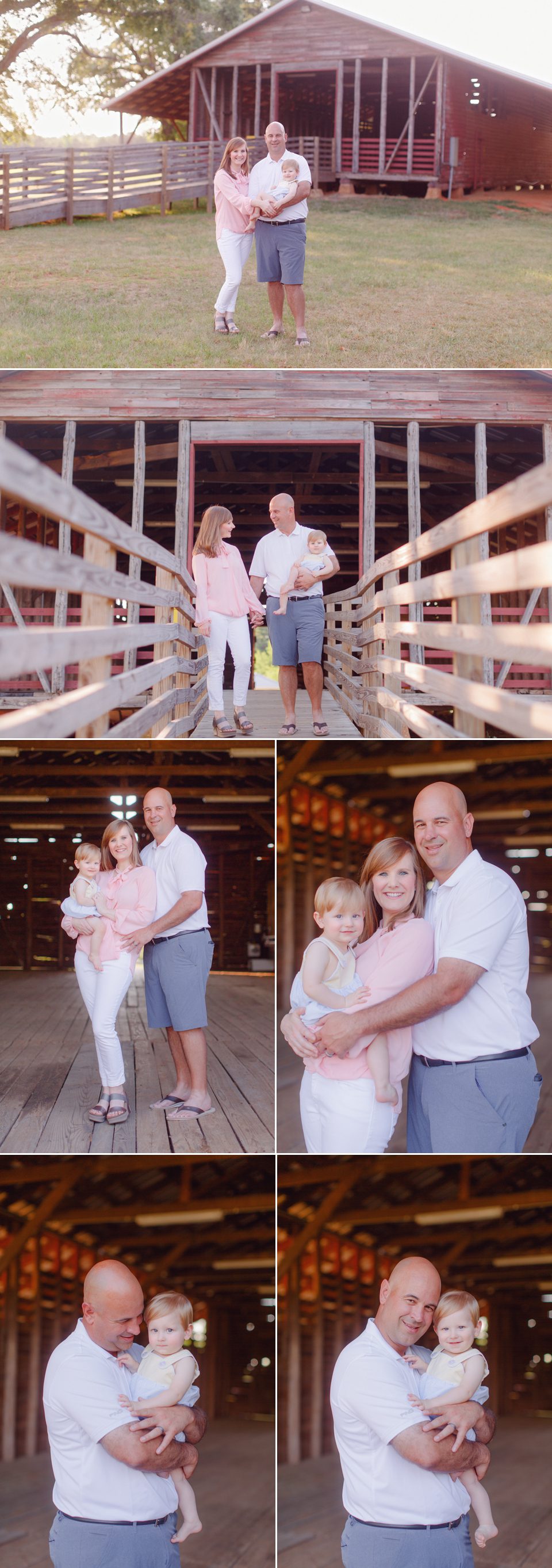 Spring family portraits in a barn in Tuscaloosa, AL.