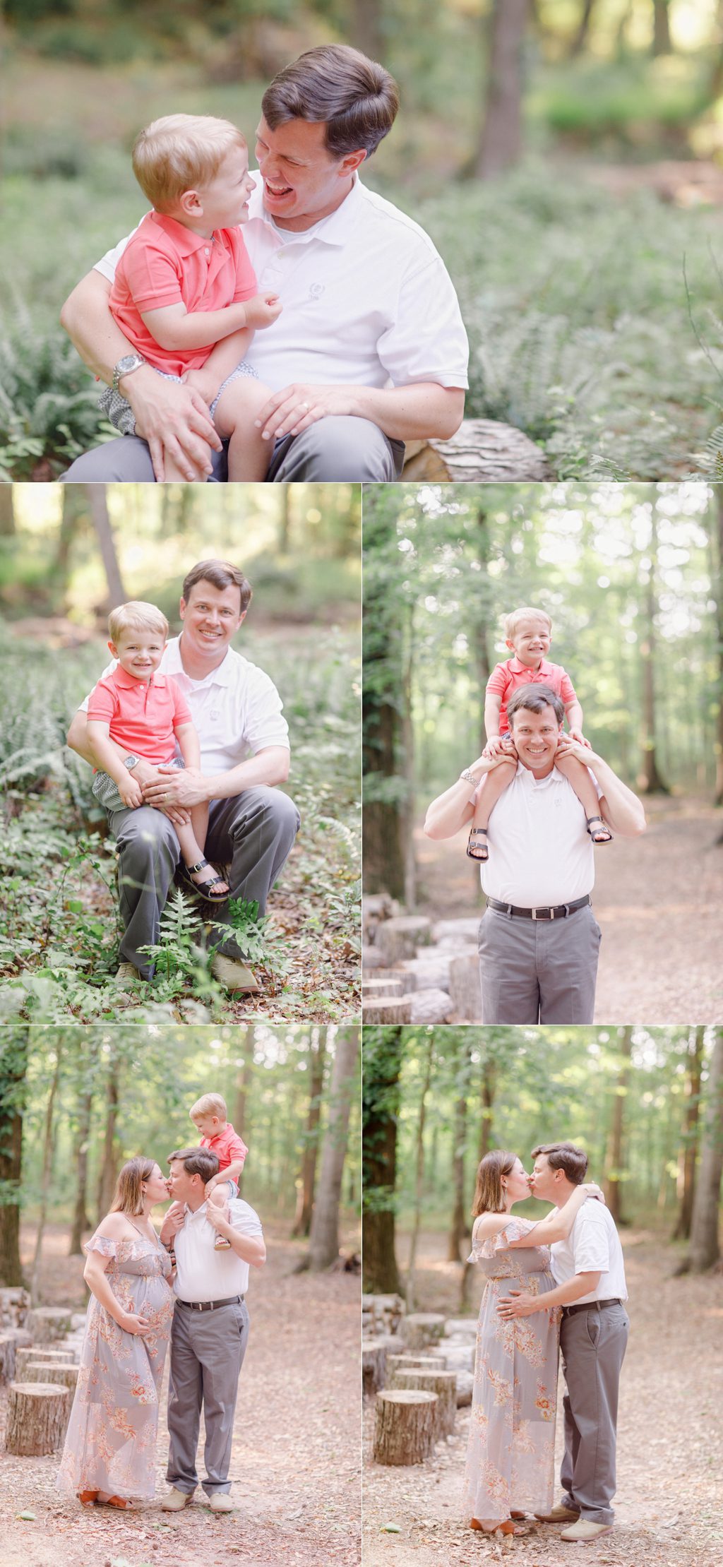 Family pregnancy photoshoot in woods in Oconee County, GA.