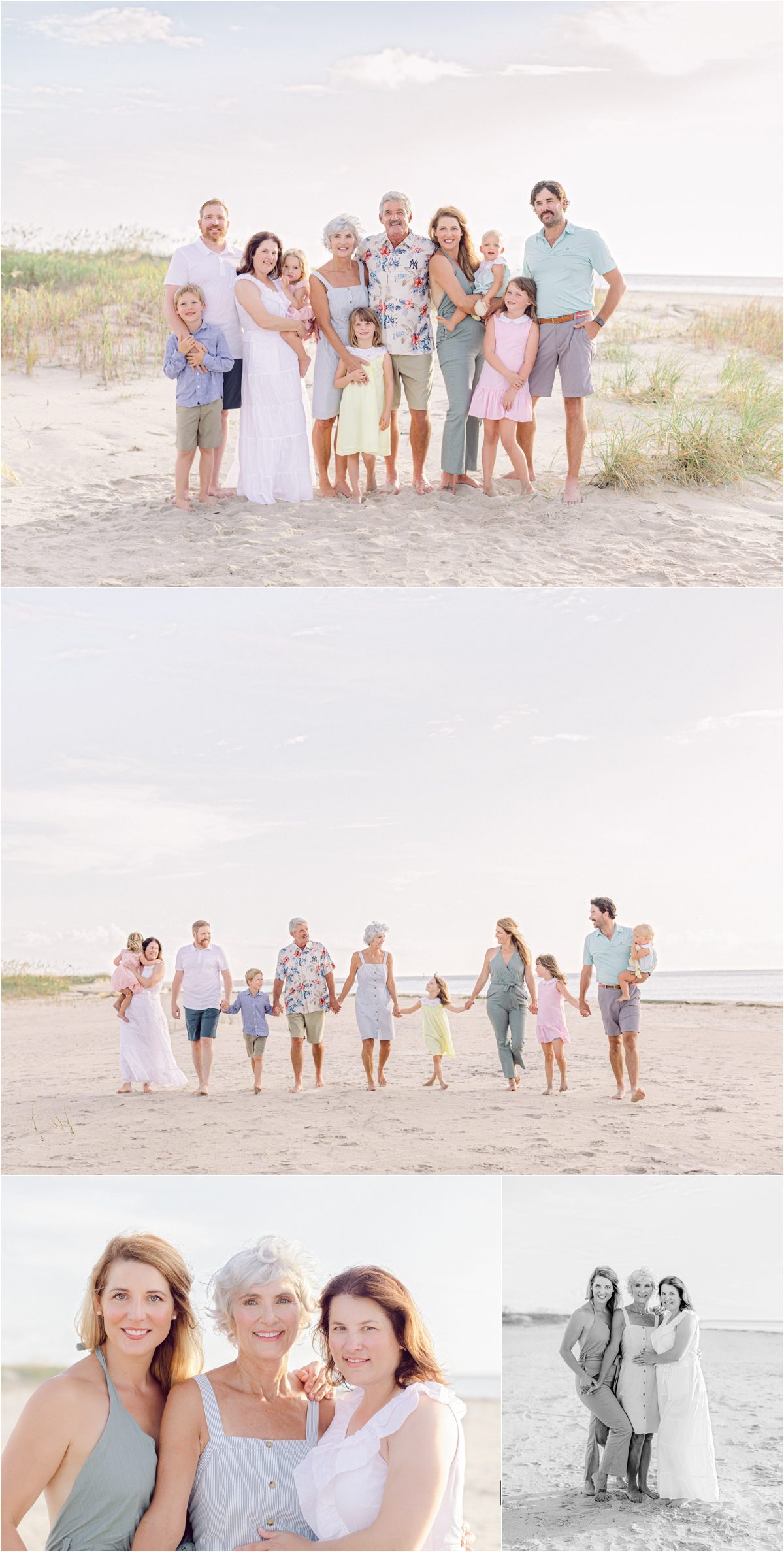 Extended summer family photos at Bald Head Island.
