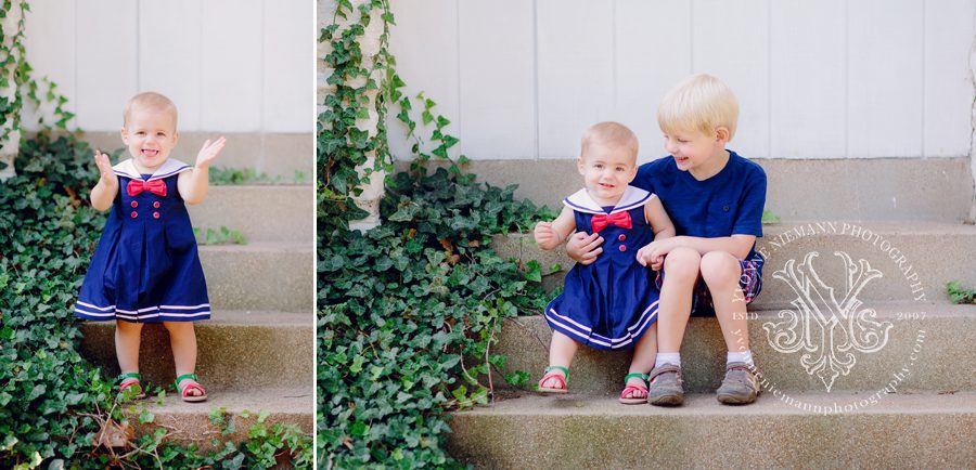 Photo of brother and sister on steps 