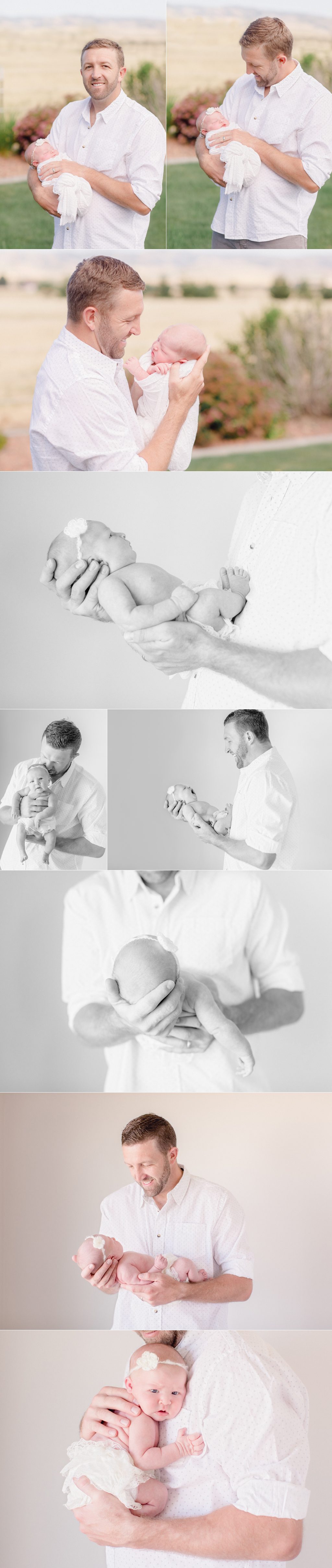 Father and daughter newborn portraits on location.