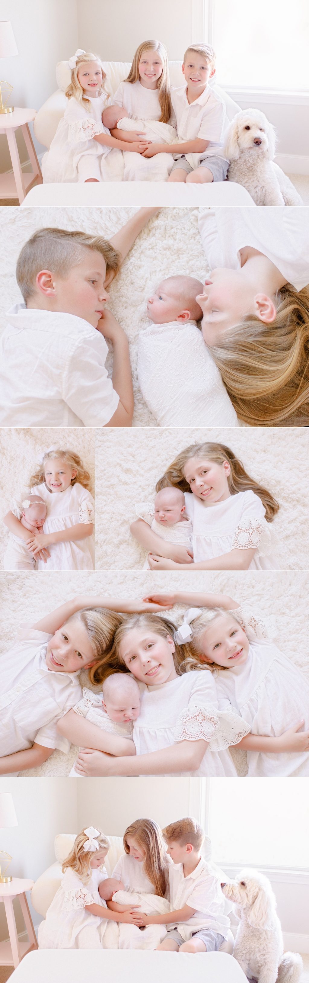 Examples of what siblings should wear for newborn photo session.