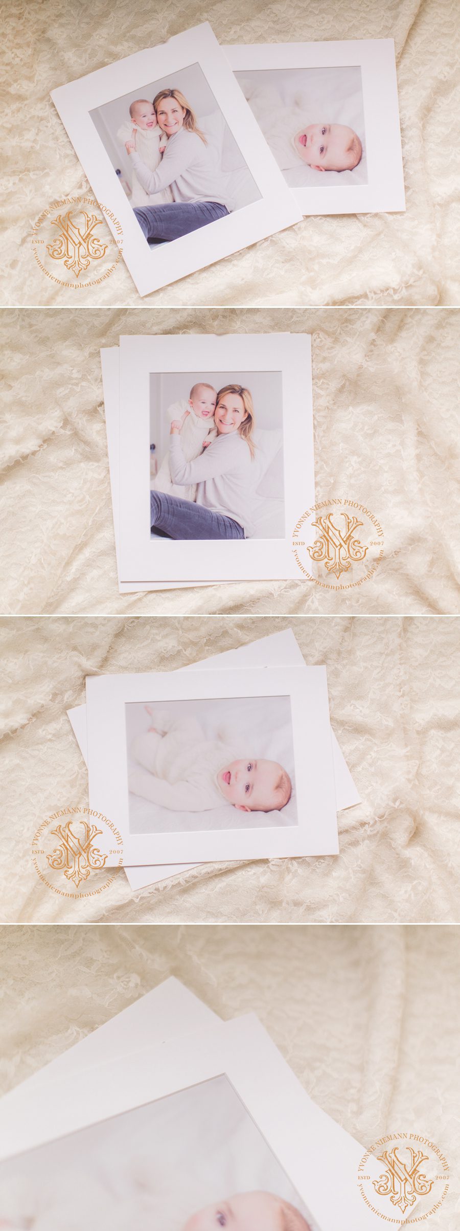 Matted portraits of baby and mother by Athens, GA family photographer, Yvonne Niemann Photography.