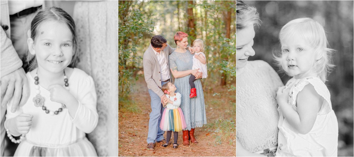 family family photo shoot in woods of Oconee County, GA