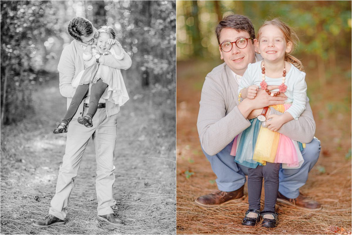 fall family photo of dad with daughter in Oconee County, GA