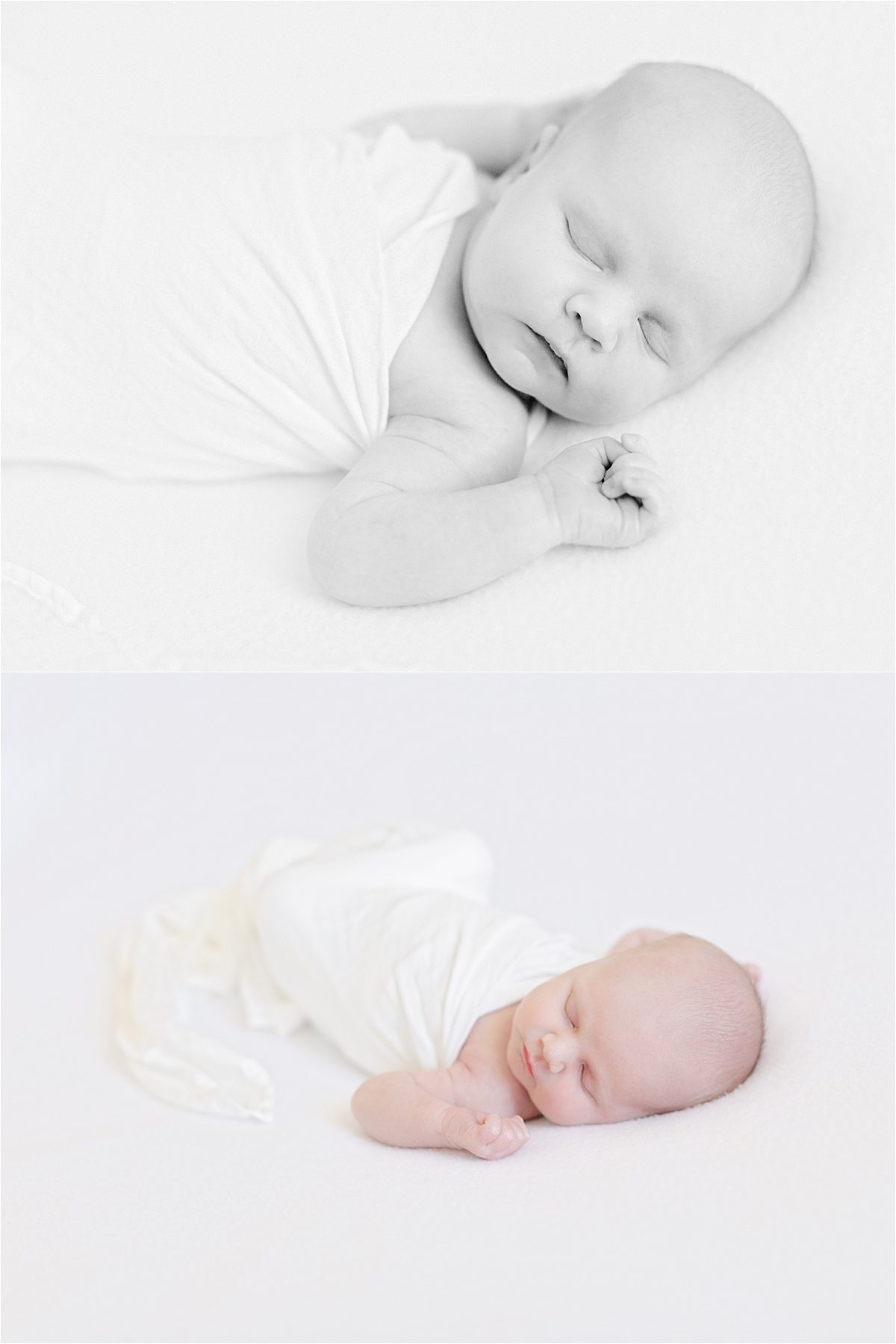 Atlanta newborn portrait photography of infant swaddled