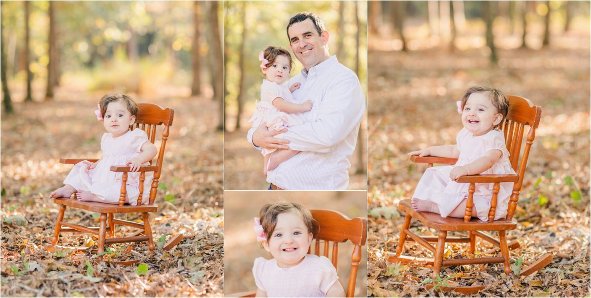 Watkinsville Autumn family portraits of baby girl's first birthday.
