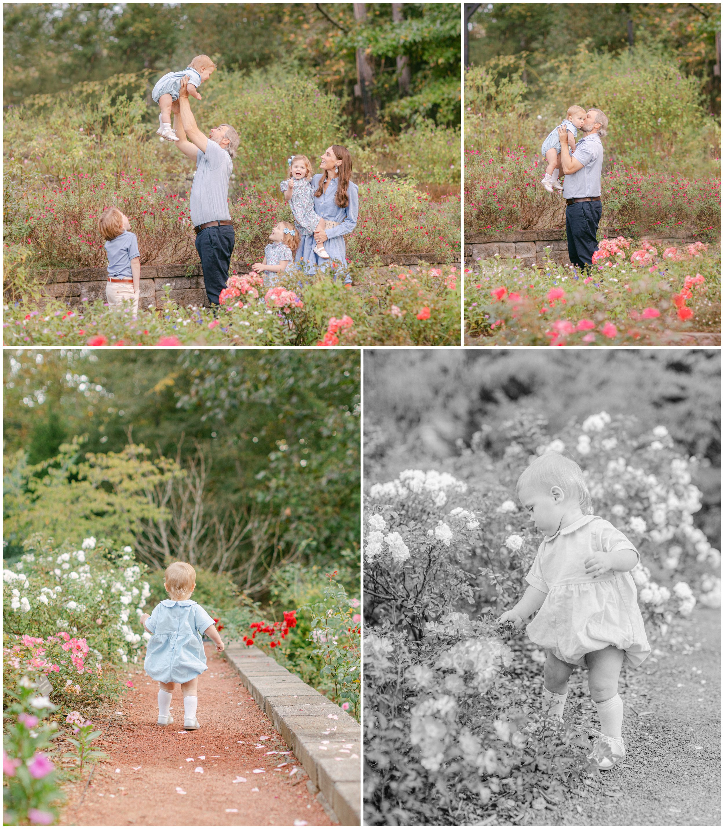 Autumn outside family photos in Athens, GA among flowers