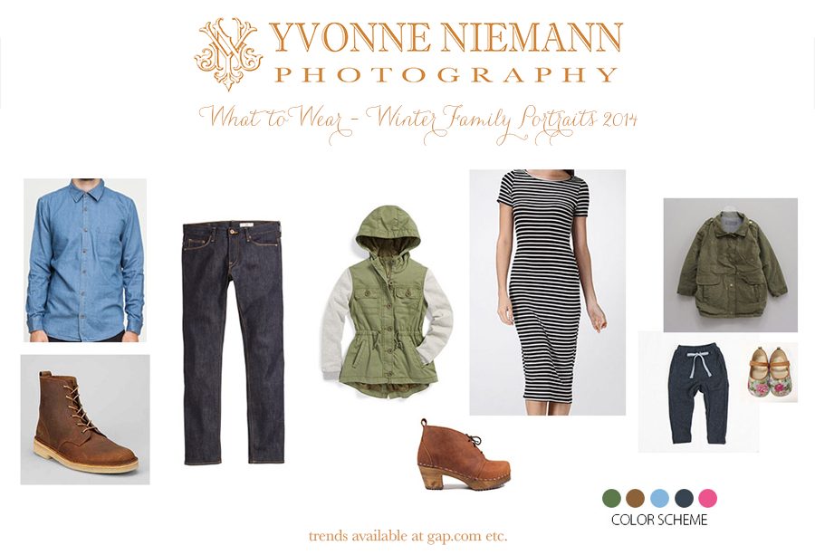 Example of what to wear for your winter family portraits in Athens, GA with Yvonne Niemann Photography.