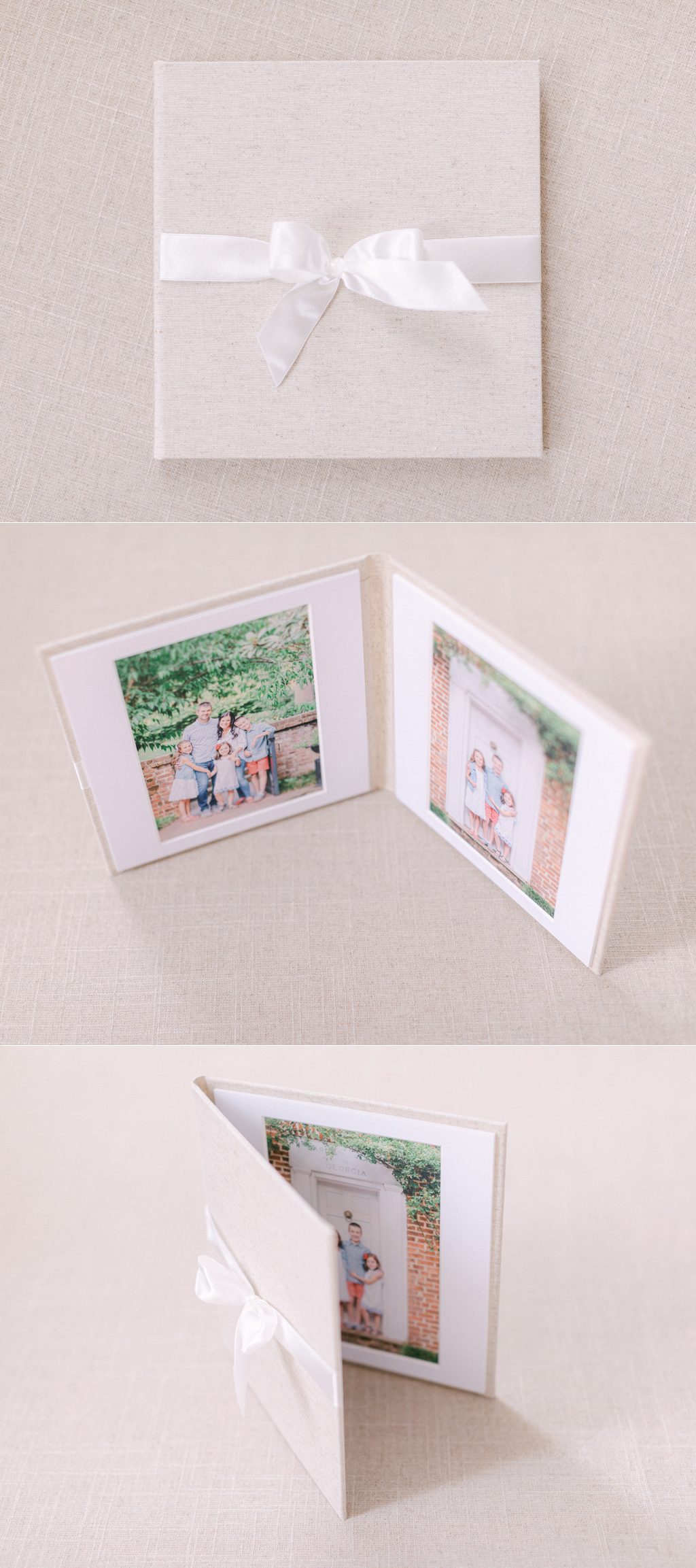 Folio pictures showing one of the many family portrait products offered by Athens, GA photographers.