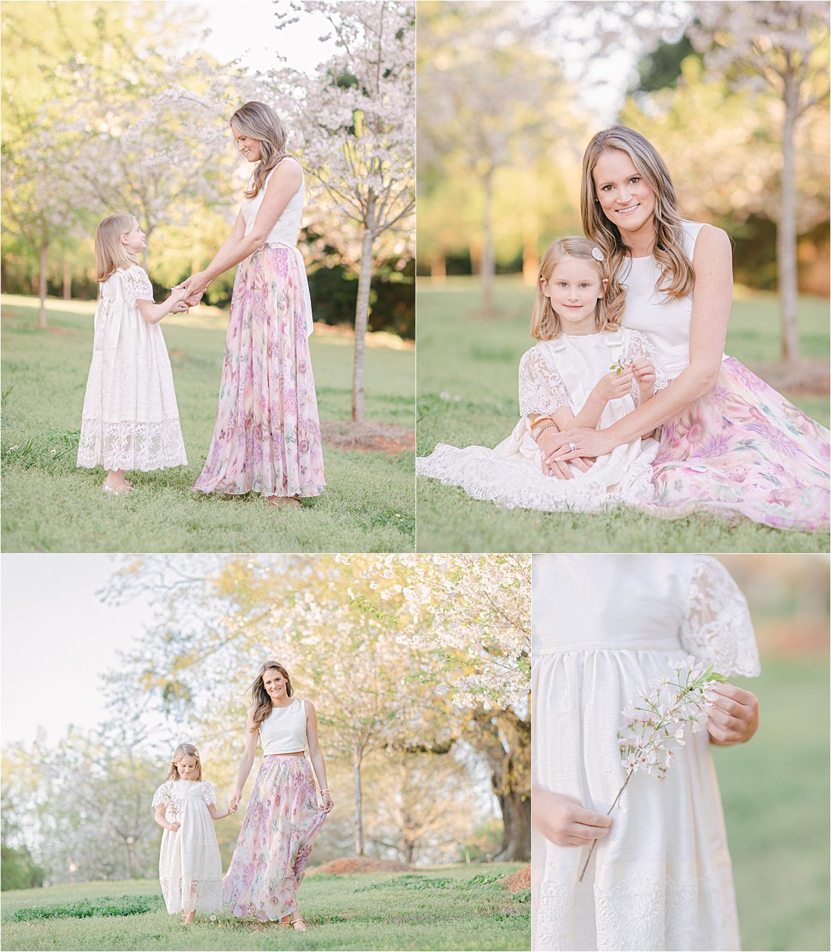 Spring mother daughter cherry tree portraits in Athens, GA