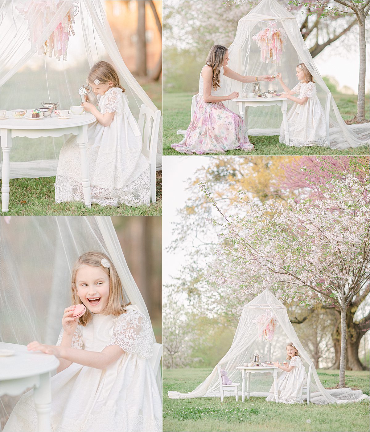 Cherry tree tea party portrait session in Athens, GA