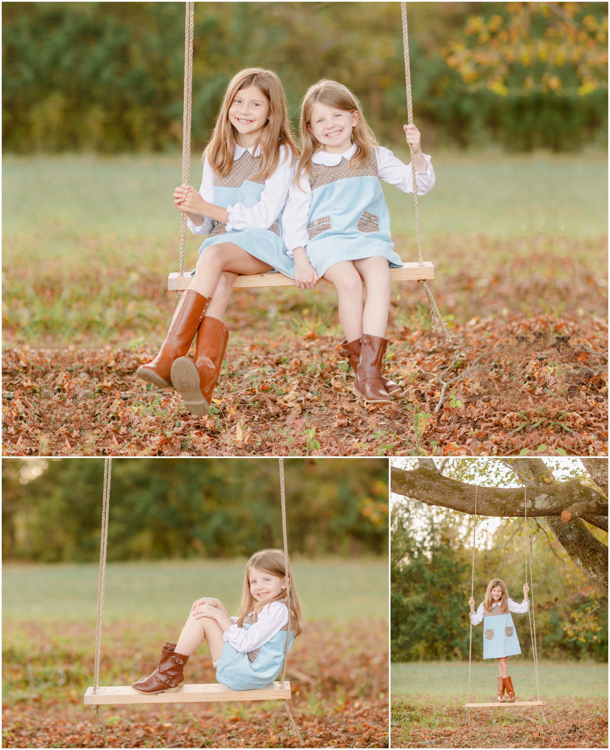 Sisters on a swing for Family Photos Autumn 