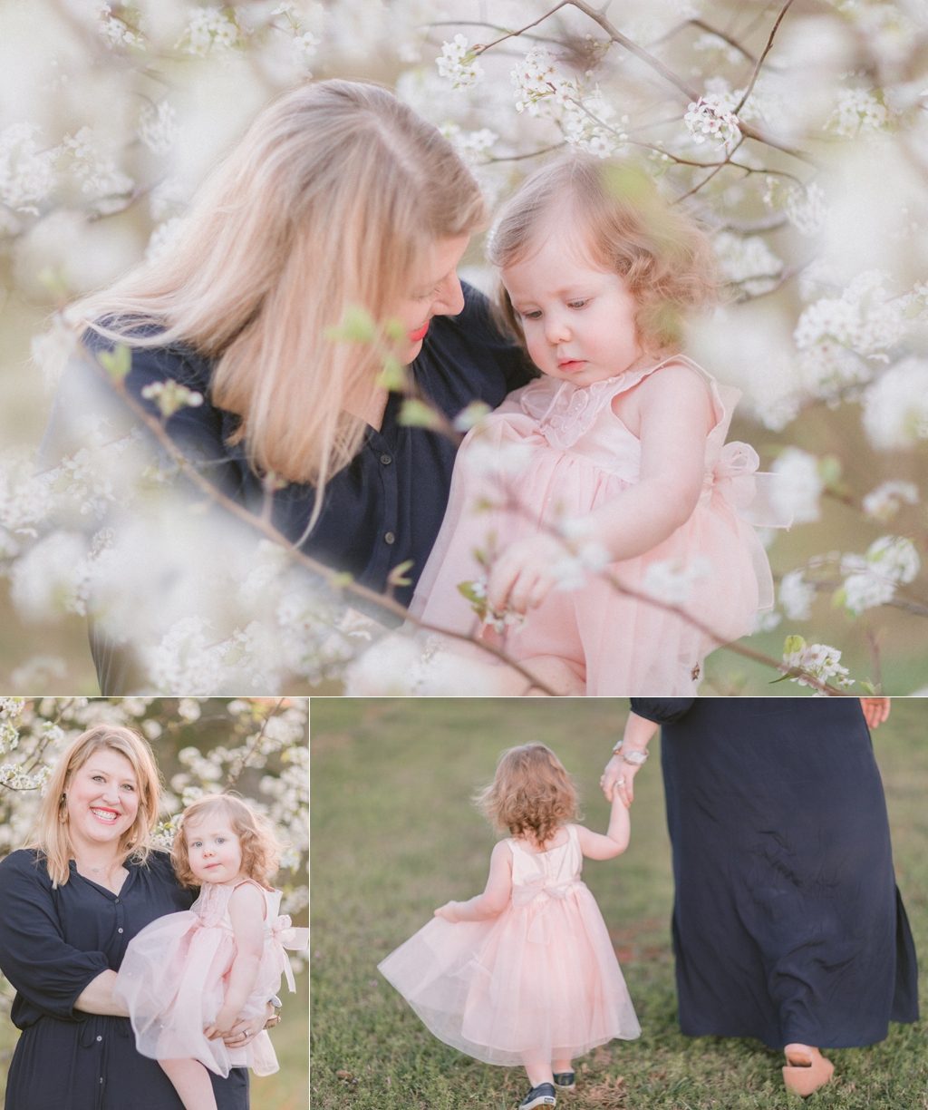 Mother and daughter portraits with Bradford Pear blossoms near Athens, GA.