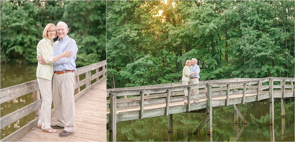 50 year wedding anniversary photos taken at a lake in Athens, GA