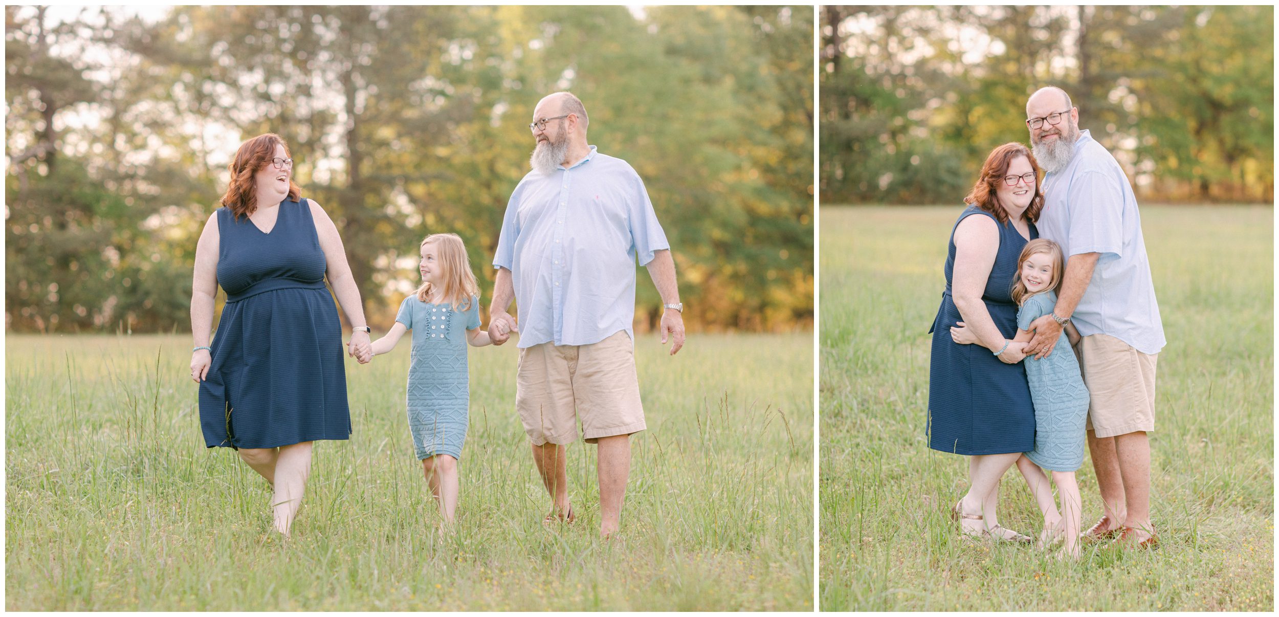 Natural family photos outside in a field in Watkinsville, GA