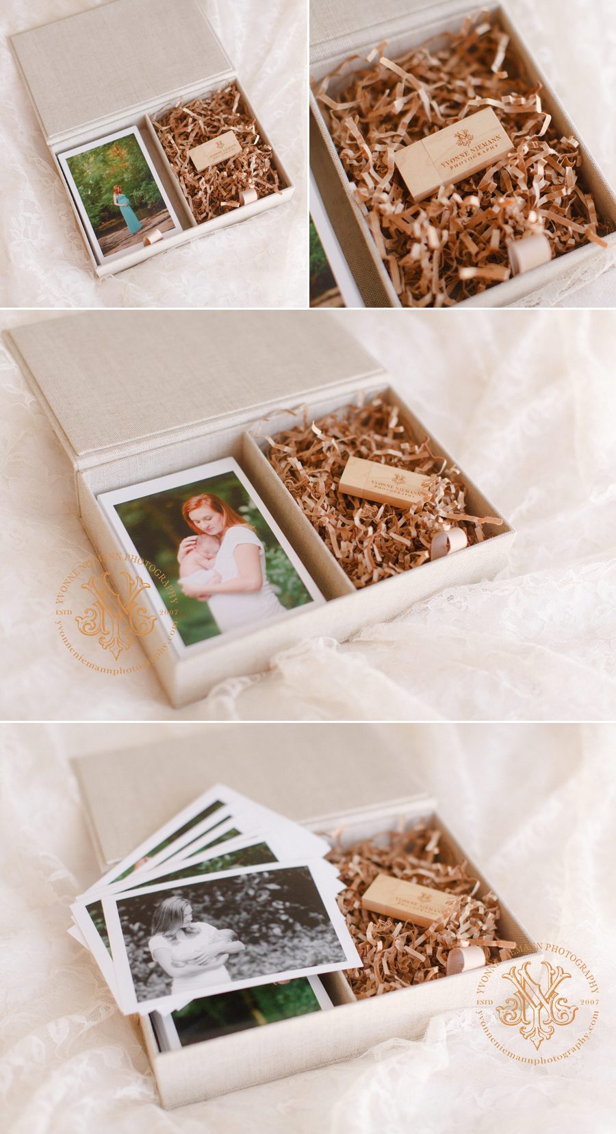 Maternity and Newborn portrait heirloom box offered by Athens, GA newborn photographer, Yvonne Niemann Photography.