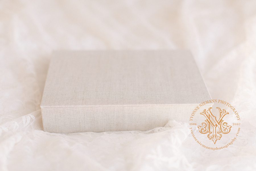 Natural linen covered image box offered by Athens, GA family photographer, Yvonne Niemann Photography.