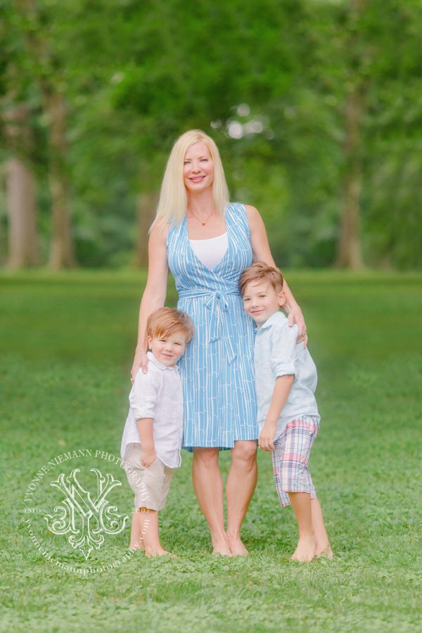 Natural family portrait of mother with her two sons taken by Athens, GA photographer.