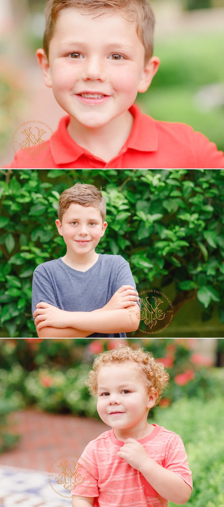 Portraits of three brothers by Athens, GA children's photographer. 