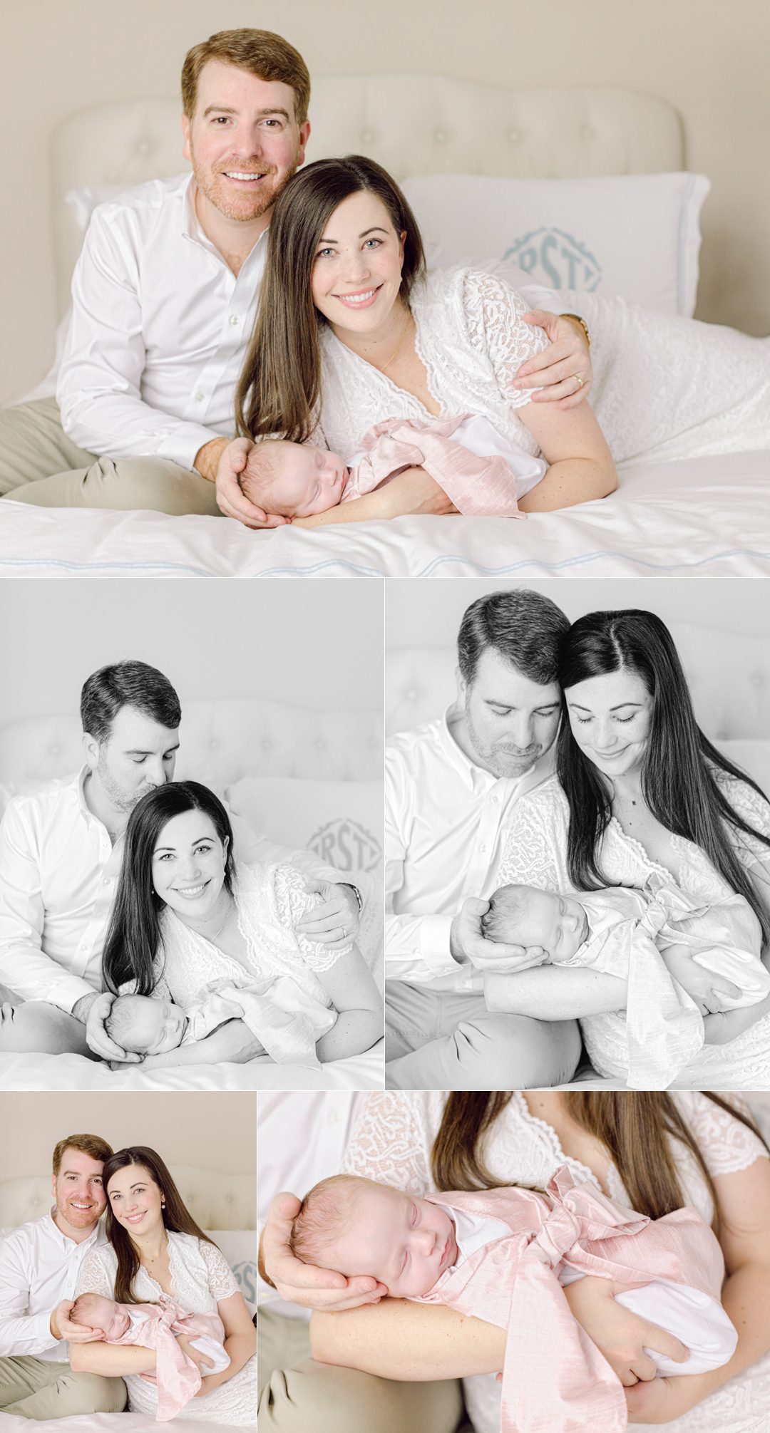 Lifestyle portraits of a family with their newborn in Oconee County, GA.