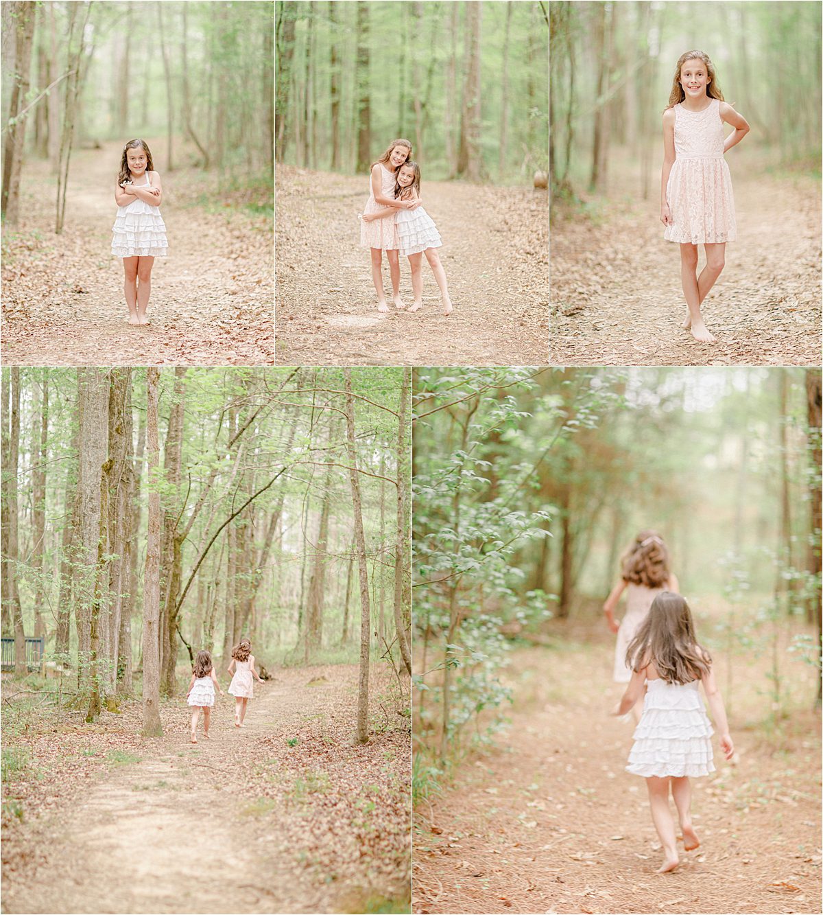 Sisters photos in Springtime in Oconee County, GA woods.