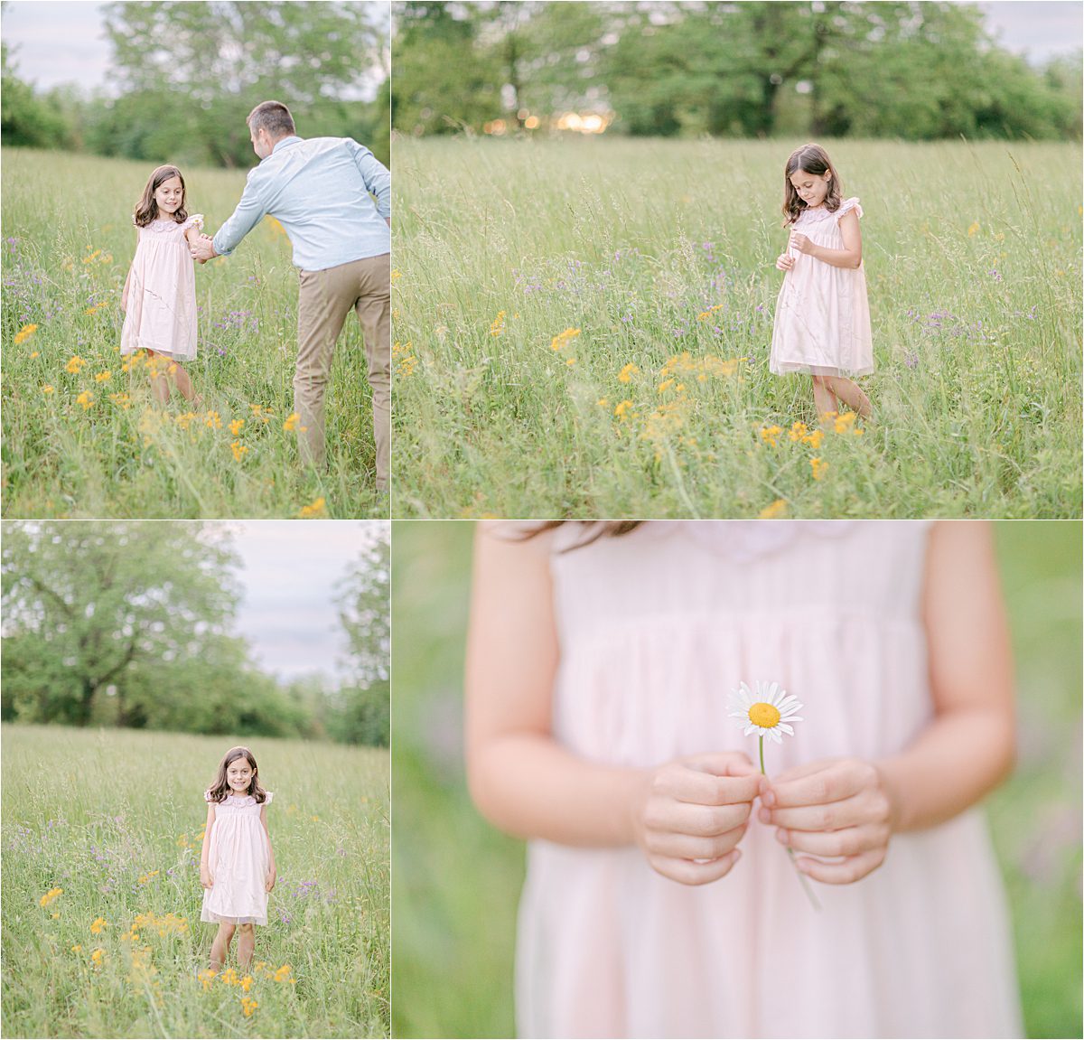 Photos of a little girl in a field of wild flowers in Oconee County, GA.