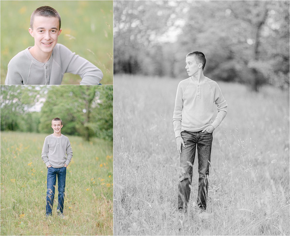 Teen boy photos in a field in Oconee County, GA.
