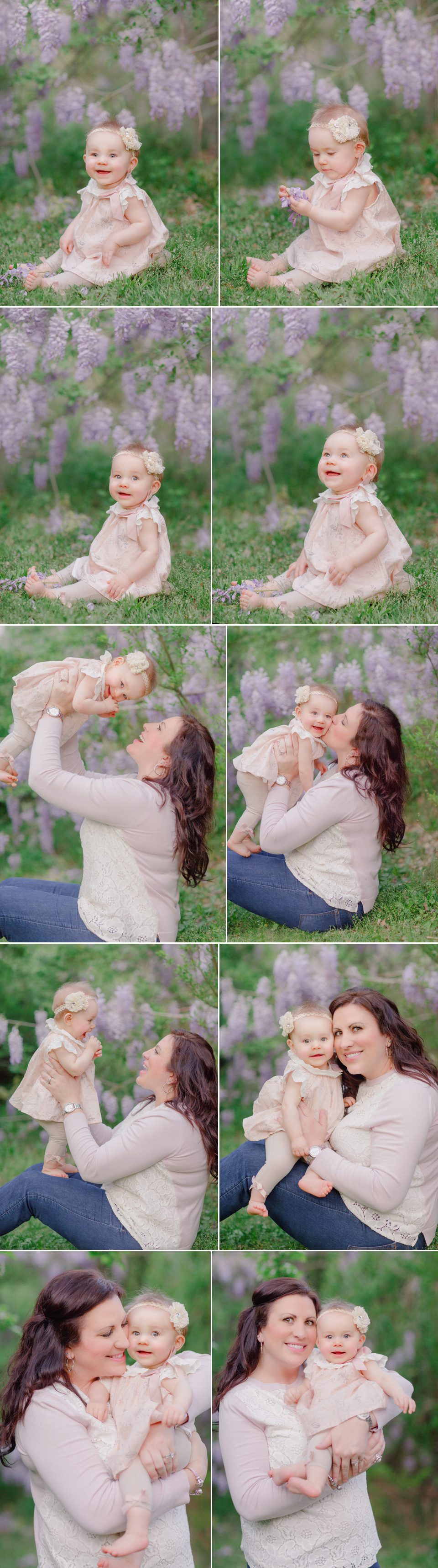 Portraits showing love between mother and daughter surrounded by Spring wisteria near Athens, GA.