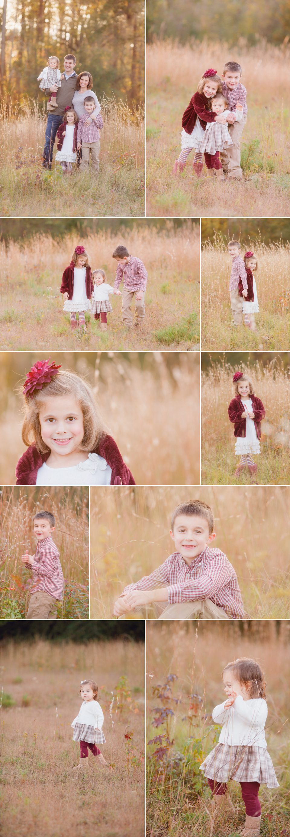 Fall family portraits in a field in Athens, GA.
