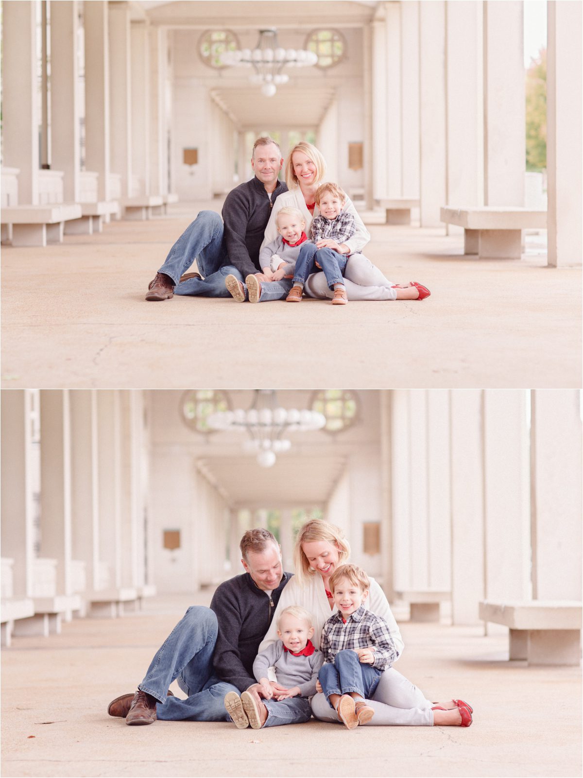 Family photographers portraits at the Muny in St. Louis.