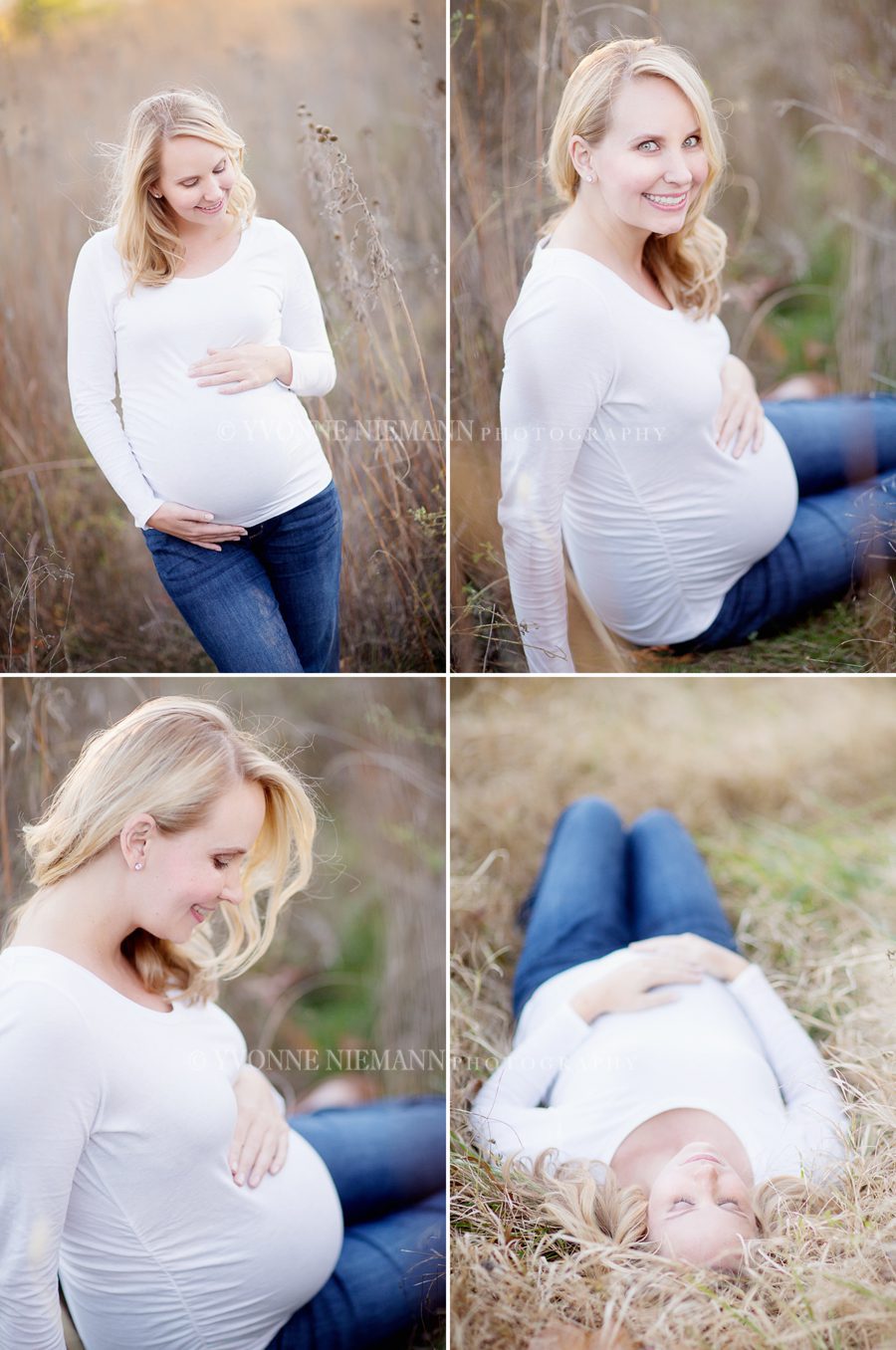 Natural maternity photos in the Autumn taken by Athens, GA maternity photographer, Yvonne Niemann Photography.
