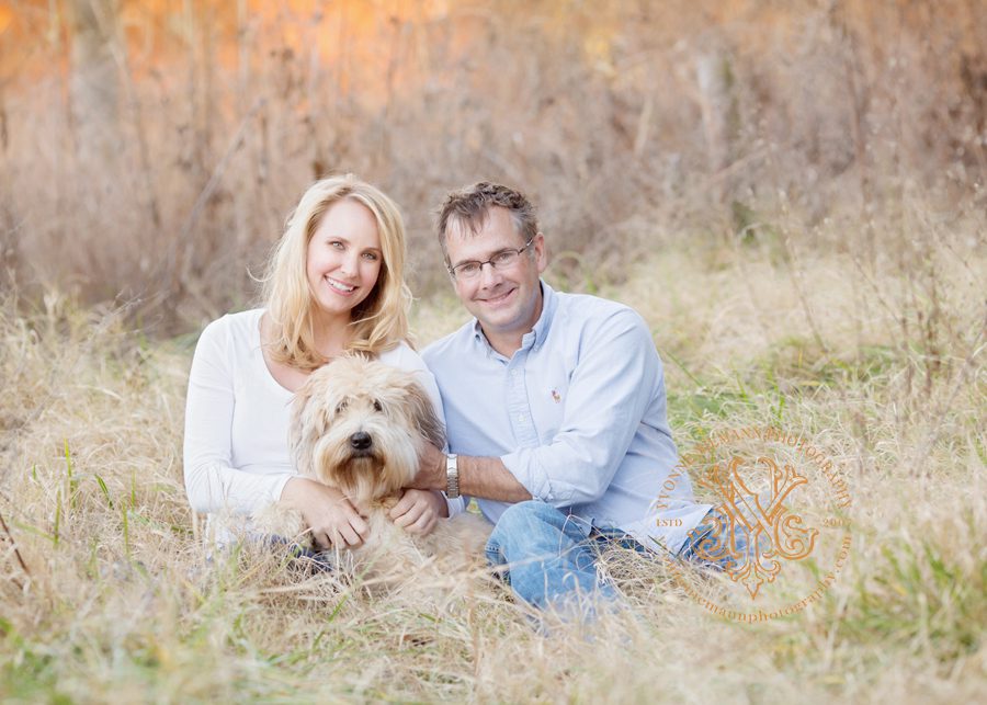 Natural maternity portrait of a couple with their dog taken by Bishop, GA pregnancy photographer, Yvonne Niemann Photography.