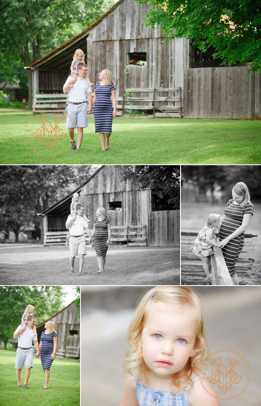 Fun family maternity photography on a farm in the Athens, GA area.