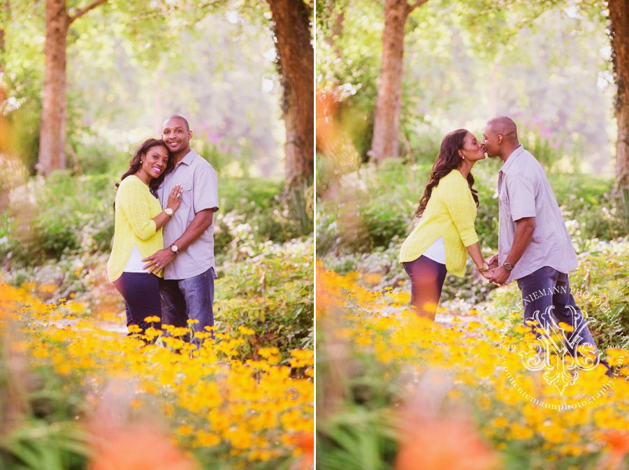 Romantic photography of married couple among beautiful summer flowers in Athens, GA.