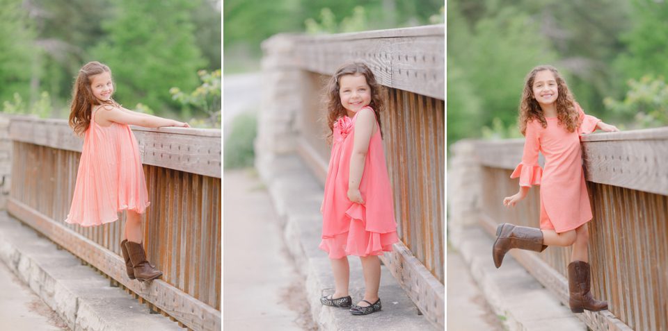 Photos of sisters children in St. Louis on a bridge.