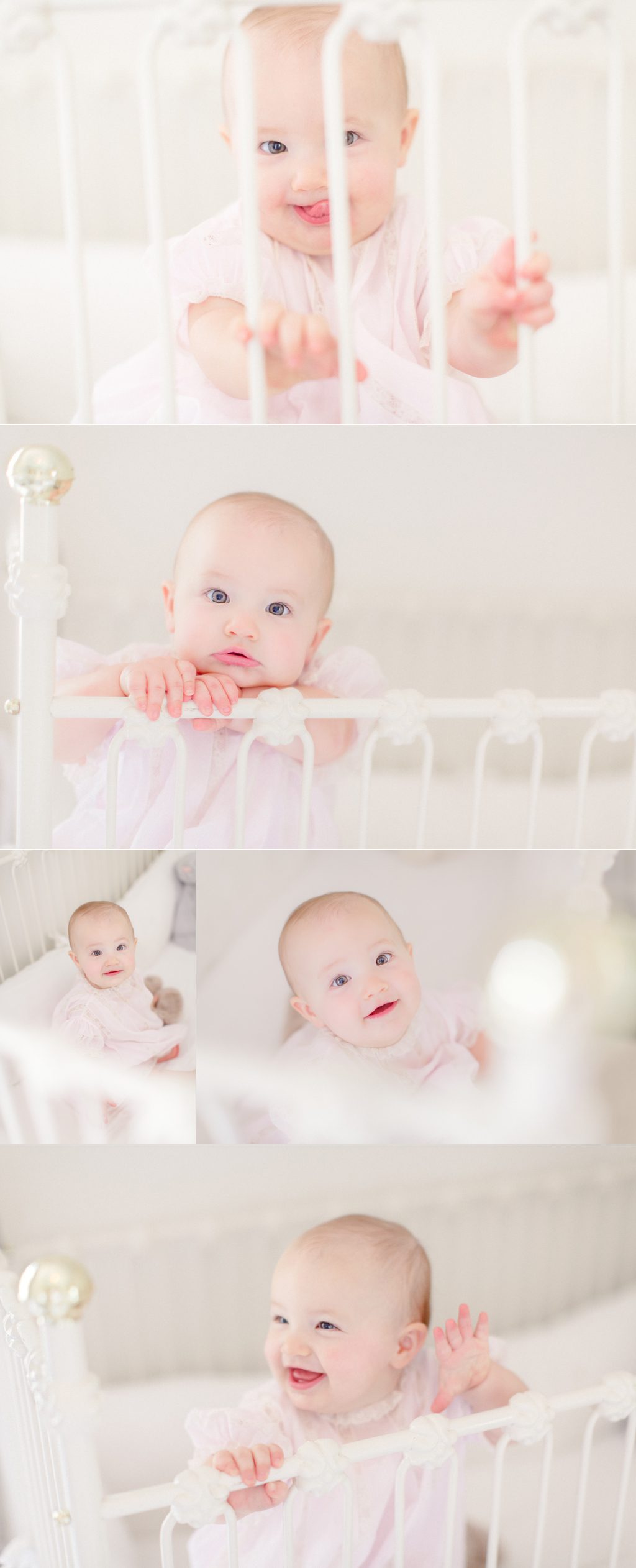 Photos of a nine month old in her crib in Athens, GA.