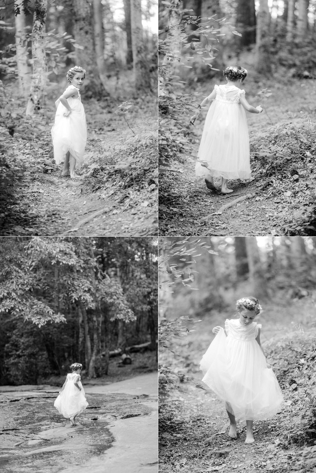 B&W portraits of a little girl in the woods of Watkinsville, GA.