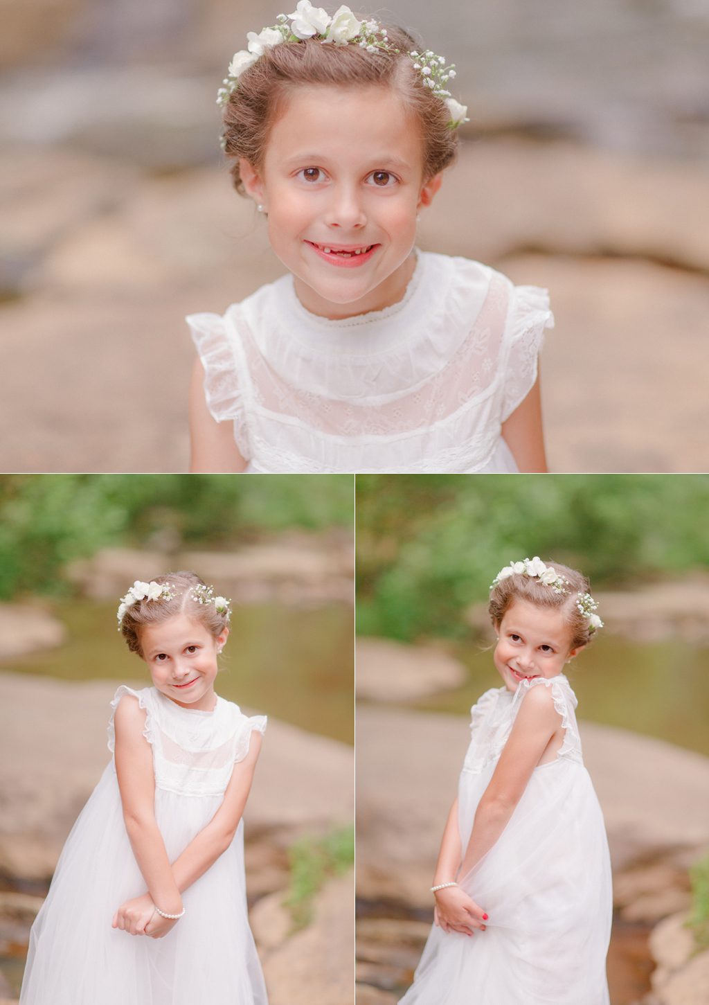 Pictures of an eight year old girl on the shoals of Oconee County, GA.