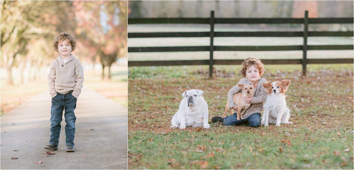 A boy with his dogs in Athens, GA