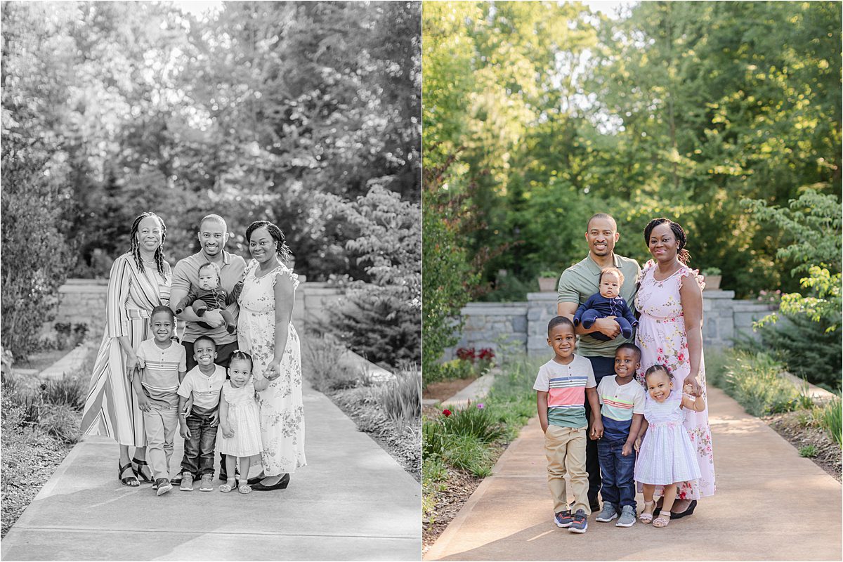 Extended family pictures at Athens GA Botanical. Gardens.