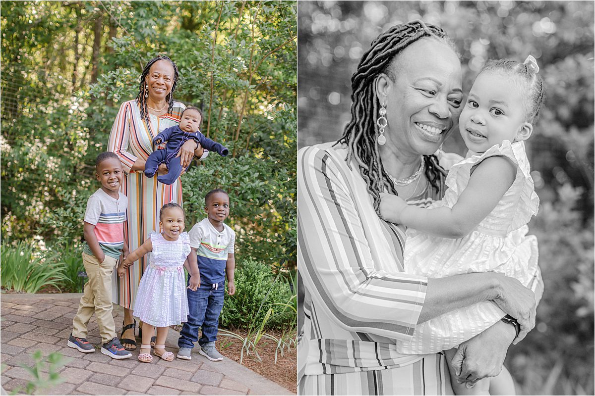 Grandmother with her grandchildren portraits in Athens, GA