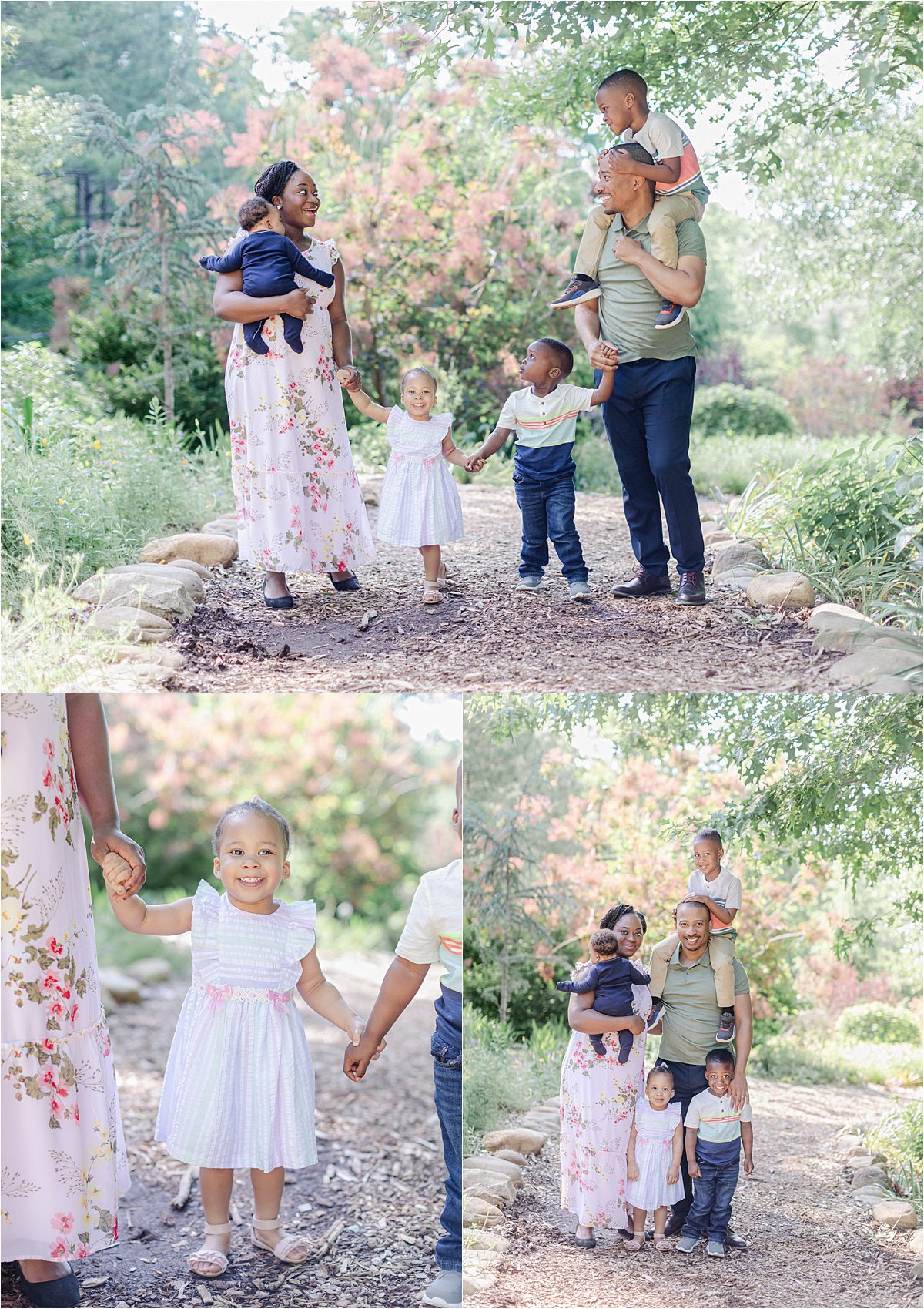 Beautiful professional family pictures taken at UGA Botanical Gardens.