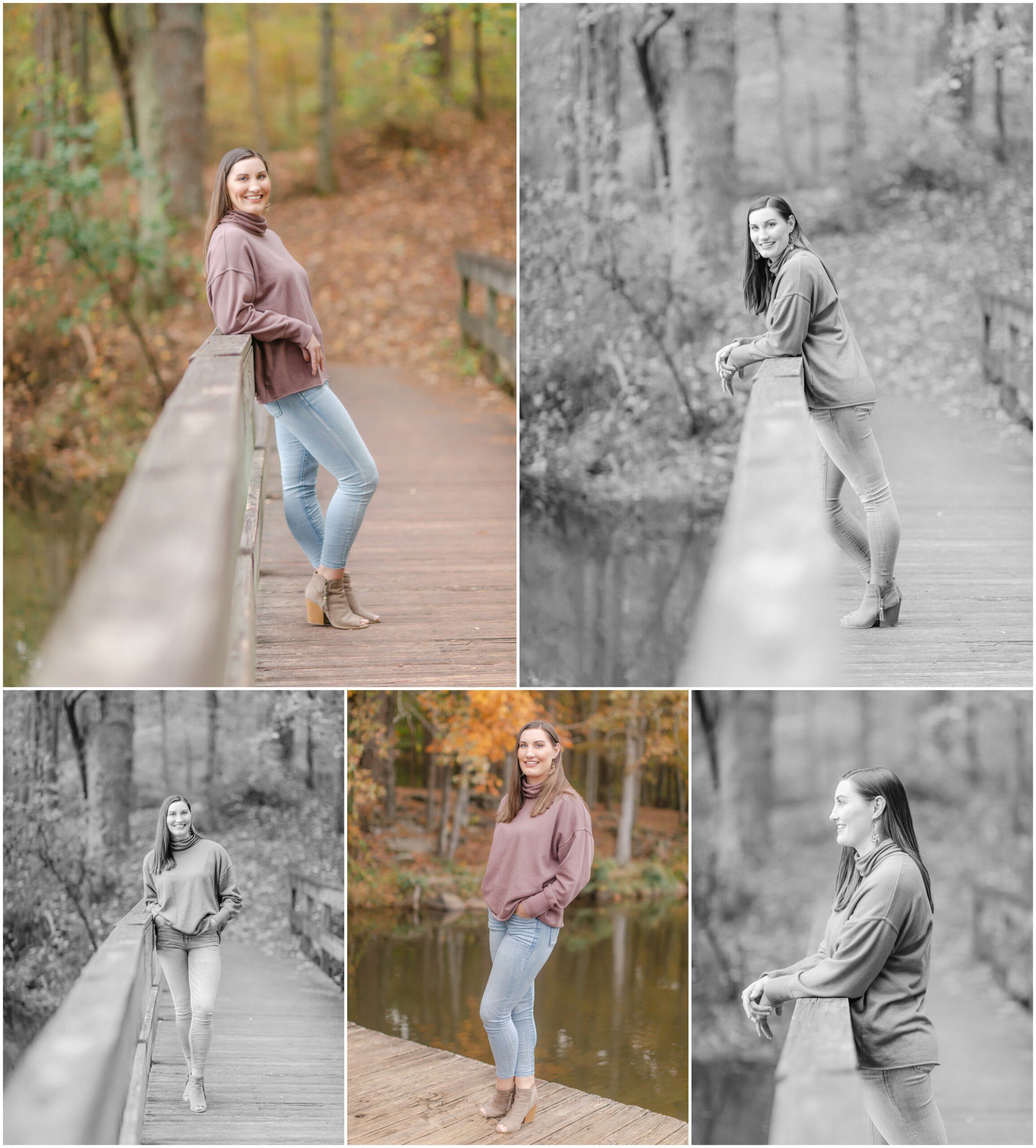 Fall UGA senior photographer photos in wooded trail.