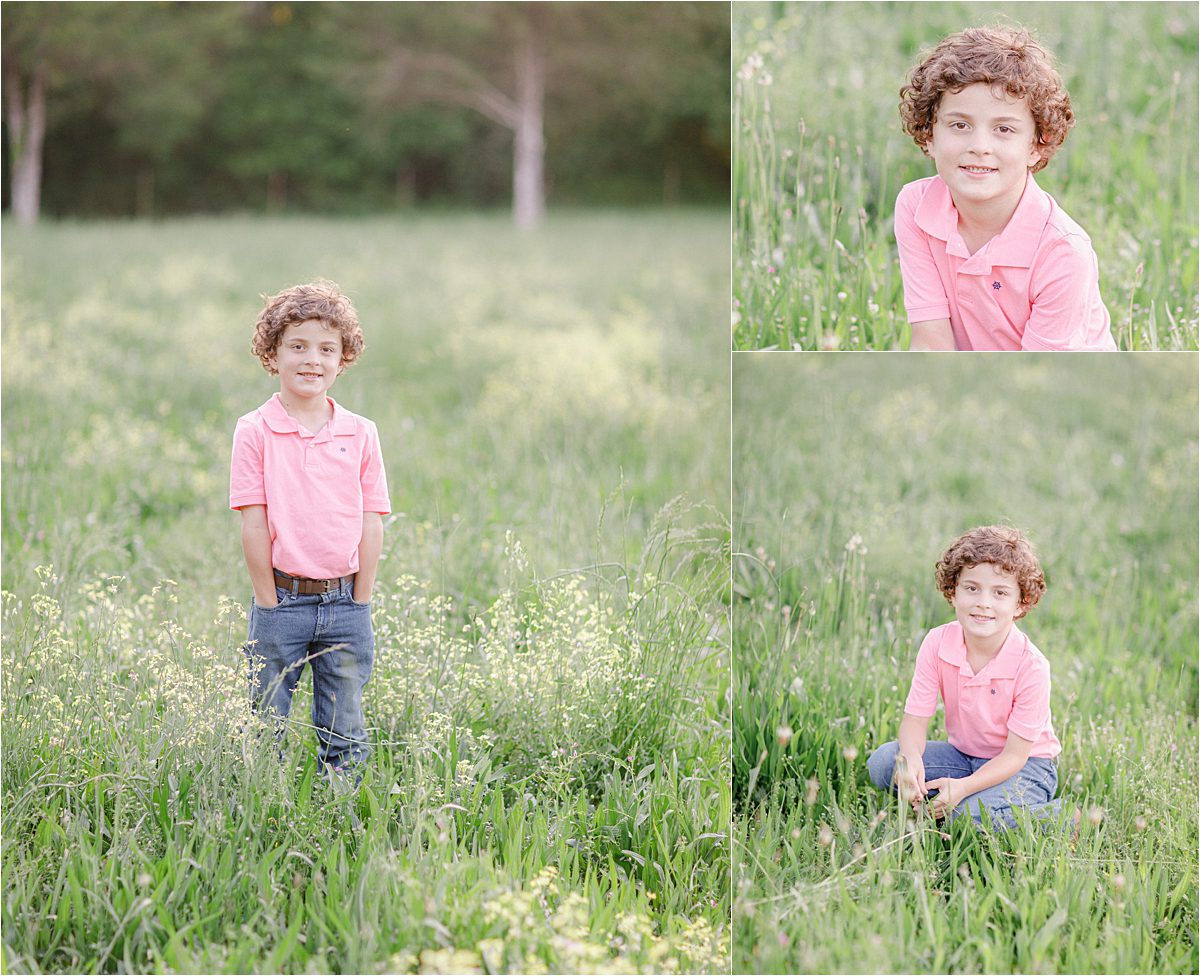 Child Athens, GA spring pictures in a field with wildflowers.