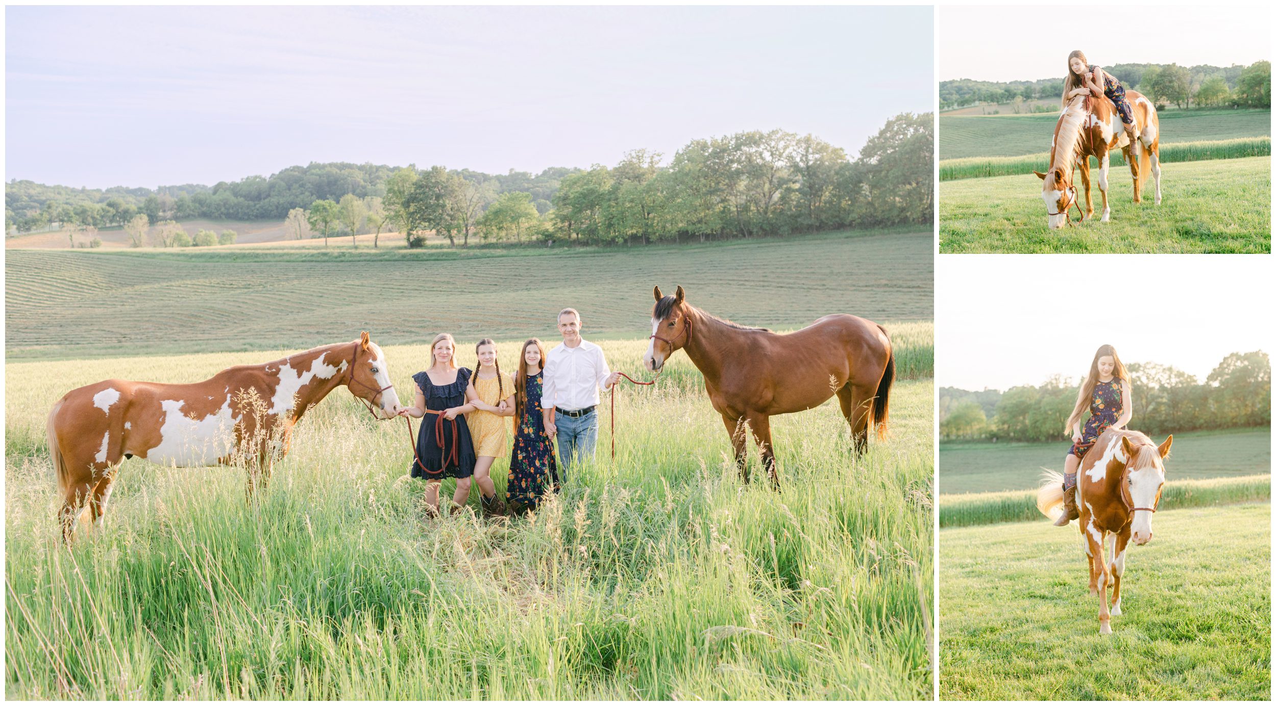 Outdoor family photography on a horse farm in Golden Eagle