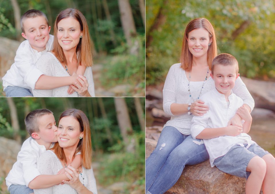 Portraits of mother and son on Georgia shoals near Athens, GA at Watson Mill.