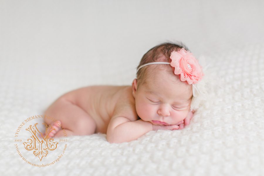 Pure newborn portrait of one week old girl by best Athens, GA newborn photographer, Yvonne Niemann Photography.